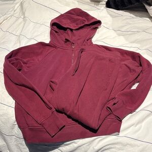 Women's Burgundy Zip-Up Hoodie and pants co-ord set